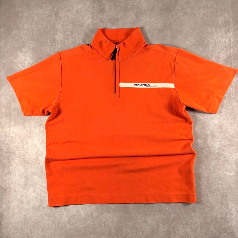 vintage 90s nautica competition short sleeve mock neck quarter zip